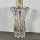 Vintage Heavy Cut Crystal Vase 10-11  Scalloped Rim Starburst Base Deep Cut