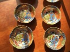 4 Antique Hand Painted   Signed Japanese Meiji Kutani Scalloped  Gilded Bowls