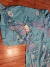 Japanese Floral Yukata    blue Floral     Traditional Summer Kimono Robe     One Size