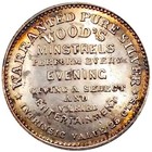  1857  New York City Ny 964f Wood s Ticket Merchant Token Minstrels