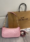 Coach Teri Shoulder Bag In Signature Canvas gold powder Pink New