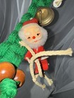 Vintage Macrame Christmas Door Hanger Kitschy Santa 3   
