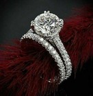 2 55ct White Round Moissanite Women Engagement Ring Set 14k White Gold Size 10