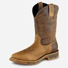 Mens Retro Casual Square Toe Shoe Embroidery Cowboy Mid Calf Boots