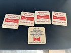 5 Vintage Early Font Logo Budweiser Beer Cardboard Coasters