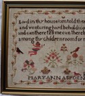 Small Early mid  19th Century Motif   Verse Sampler By Mary Ann Aspden - 1842