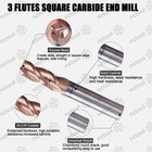 5pcs 3 Flute 1 4  X 5 8 x 1 4  X 2-1 2  Solid Carbide End Mill - Alcrn Coated
