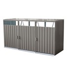 Outdoor Garbage Can Storage Shed Metal Garden Bin Shed Store 3 Trash Cans Gray