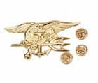 Us Navy Seals Special Warfare Gold Trident Insignia Badge Pin 2-3 4  Full Size