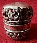 Sterling Art Nouveau Thimble Case With Sterling Thimble 1901 Mono 