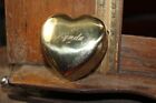 Vintage Small Brass Trinket Jewelry Vanity Box Heart Shape Felt Lined  lynda 