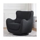 Nursery Works Solstice Swivel Glider In Black Boucle With Black Wood Base  Gr   