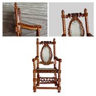 Miniature Furniture 1 12 Dollhouse Mesh Fine Hand Carving Walnut Armchair Wood