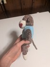 Dan Dee Collector   s Choice 8  Sock Monkey Plush With Blue Sweater   Red Heart  