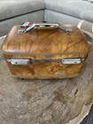 Vintage American Tourister Train Case In Marbled Brown Leather