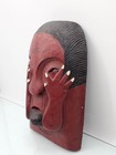Oriental Mask Asian Folk Art Hand Carved Wood Wall Decor Indonesian Tribe 13  M5