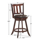 Set Of 2 25  Swivel Bar Stool Leather Padded Dining Kitchen Pub Bistro Chair