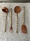 Vtg Brass   Cooper Kitchen Utensils Hanging Set Mcm Farmhouse 15   