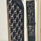 Kyoto Kotobuki Hiro Poodle Pattern Fan Black With Case Authentic Vintage