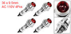 4pcs Indicator Light Ac 110v Red Metal Shell Panel Mount 5 16  8mm