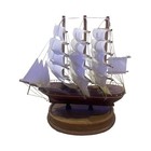 Vintage Wooden Tall Ship Model Nautical Sailing Vessel Decor White Sails 9 5in