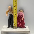 Vtg Miniature Cloth Dollhouse Family 4 Handmade Poseable Dolls Parents Grands