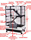 4-floors Indoor Guinea Pig Rabbit Bunny Ferret Kitten Rolling Cage Hutch House