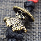 550 Paracord Handmade Knife With Brass Swordsman Bead   Keychains Pendant