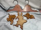 Set Of 2 Vintage Children   s Pink Wood Hangers   3 Wood Wall Decor-1940 s- Estate