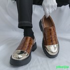 Men s Check Cape Toe Dress Formal Alligator Pattern Derby Shoes Vintage Loafers