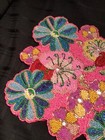 Hand Beaded Table Runner 13 X 36 Multi Floral Jewel Tones Flowers Pink