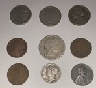 Lot Of 9 Old Obsolete Us Coin Collection With 3 Silver Coins