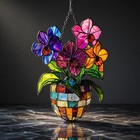 Vibrant Acrylic Window Hanging Orchid Flower Decor Faux Stained Glass Suncatcher