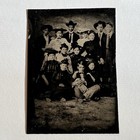 Antique Tintype Large Group Photograph Men Women Great Attire Hats 13 People