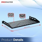 Promaster Vented Server Shelf 19  10  Deep 1u Rack Mount Wall Mount 110lbs