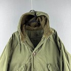 Vintage M-47 Parka Jacket Mens Large 40s 50s Korean War Cotton Fuzzy Hood