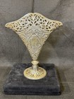 Godinger Silver Ornate Silverplated Pierced Fan Shaped Vase Gsa 1991 Vintage 9in