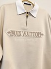 Men s Louis Vuitton Beige   White Articles De Voyage Quarter Zip Sweater Size Xl