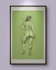 Original Mixed Media Female Portrait Figure Drawing Toned Paper  Size  5 5x8 5 