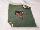Completed Petit Point Needlepoint Green Panel W Brown Horse Unframed 11 x10 75 