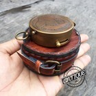 Vintage Solid Brass Engraved Compass Pocket Edward Compass With Leather Cas