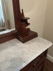Antique Wooden Chest With Mirror And Marble Top