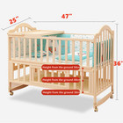 Portable Mini Baby Crib 4 In 1 Convertible W  Memory Foam Mattress Natural Wood