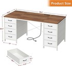 Us Stock 50in Computer Desk 8 Drawers Home Office Power Outlets Brown White