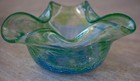 Antique Crackled Glass Bowl Art Nouveau Swirl Hand Blown