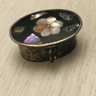 Vintage Estate Silver   Mop Inlay Pill Snuff Box Mexico