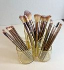 Professional Makeup Brush Set Lot Gold Glitter Acrylic Organizer Cosmetic Holder
