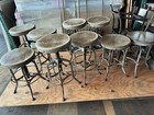 Vintage Industrial Toledo Metal Furniture Uhl Steel Stool Wood Seat