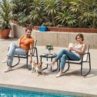 3 Pcs Patio Rocking Chairs Bistro Set With Side Table For Deck Yard Poolside