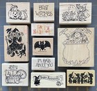 Halloween   Fall Rubber Stamps Rare Cats Ghost Sayings Leaves Psx Su   You Pick 